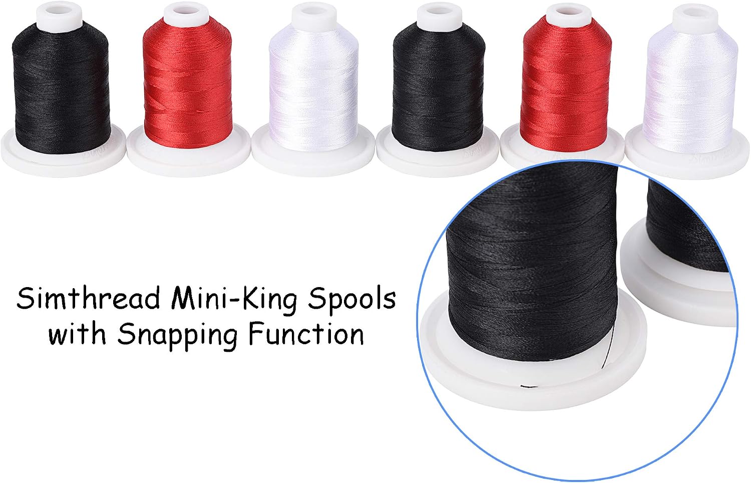 Simthread Embroidery Machine Thread Kit 800Y 21 Spools Black White and Red Colors for Professional Embroidery Design - Image 4