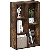 Furinno LUDER Book Shelf, 5-Cube Bookshelf, Reversible Bookcase, 9.4 x 19.5 x 31.5, for Living Room, Bedroom, Home Office, Amber Pine