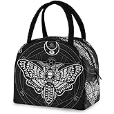 MNSRUU Lunch Bag Women Men, Black Skull Moth Portable Insulated Lunch Bag Reusable Thermal Meal Tote Cooler Bag Organizer for Adult Work with Handle