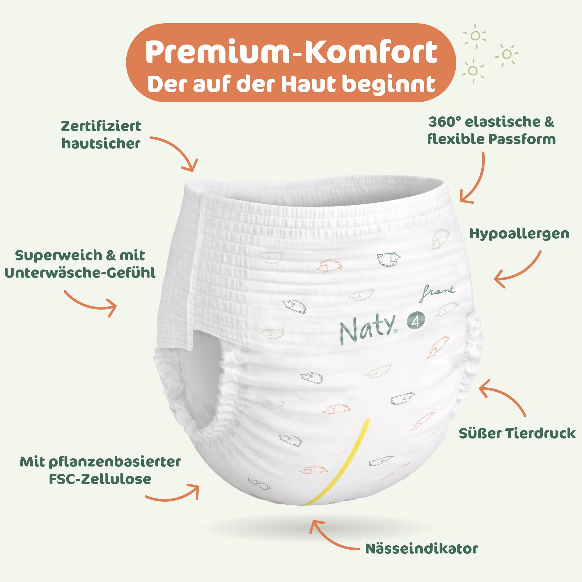 Naty FreeMovers Baby Pants Höschenwindeln, Größe 4 (8–15 kg), 22 Stück 7