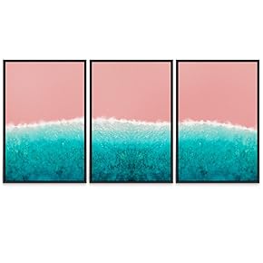 SIGNWIN 3 Piece Framed Canvas Wall Art Pink...