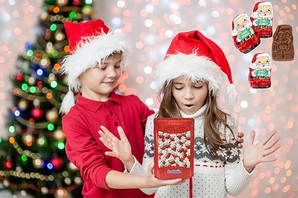 CHRISTMAS MILK CHOCOLATE MINI CRISP KRINGLES PARTY BAG FILLERS, INDIVIDUALLY WRAPPED FOILS, KOSHER CERTIFIED (HALF-POUND)
