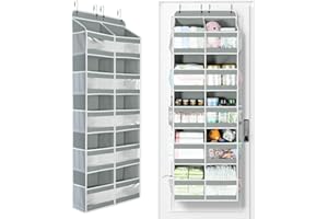 Yecaye 5-Tier Over The Door Organizer Dual-Column, 80lbs Load Extra Large Over the Door Storage of 10 Compartments, Heavy Duty Door Organizer Hanging for Bedroom Closet Nursery Bathroom Pantry, Gray