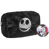Disney The Nightmare Before Christmas Makeup Bag & Mirror | Ladies Black Cosmetic Pouch with Jack and Sally Characters