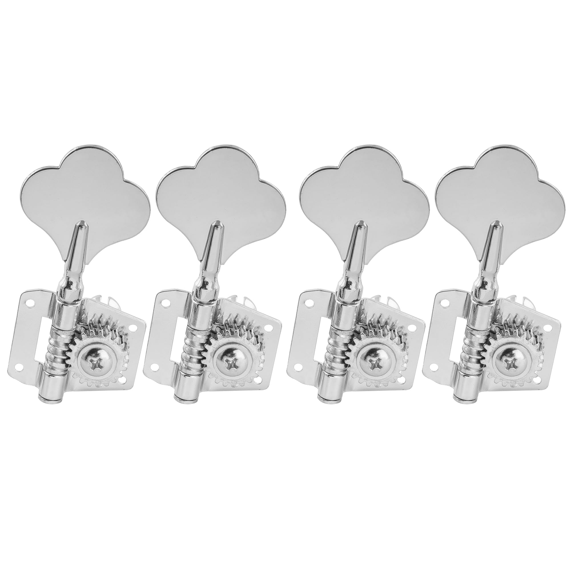 Musiclily Pro 4 In Line Open Gear Electric Bass Tuners Machine Heads Tuning Keys Pegs for Precision Jazz Bass, Chrome