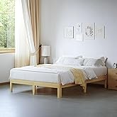 Hanidre 12 Inch High Bamboo Wood Heavy Duty King Size Bed Frame with Metal Slats Support, Platform King Bed Frame No Box Spring Needed, Easy to Install, Noise Free, Sturdy