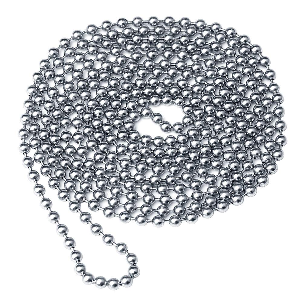 2 Meter/6.5 Feet Roller Blind Chain, 4.5mm Roller Blind Beaded Pull Chain Extension, Stainless Steel Ball Bead Chain Beaded Ball Roller Chain Silver