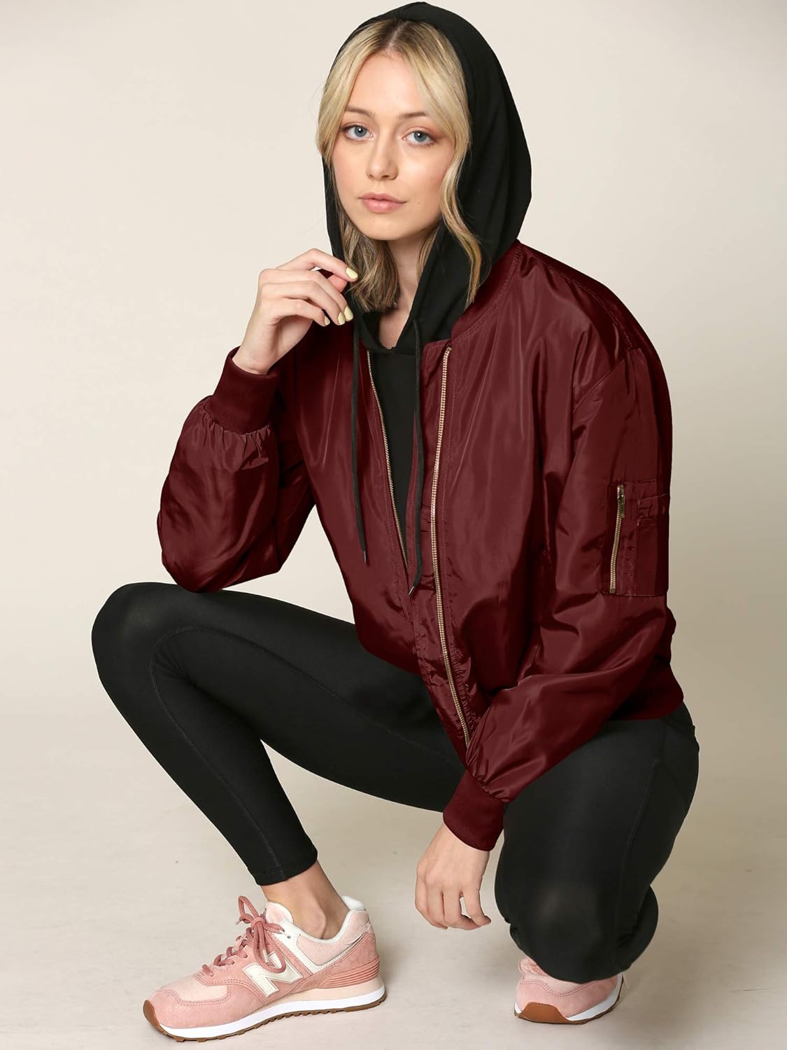Lock and Love Women's Classic Lightweight Jacket Multi Pocket Windbreaker Bomber Jacket: Clothing