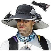 Wide Brim Sun Hat with Solar Fan, Solar Fan Hat, Men Sunscreen Sun Hats with Fans, SolarFan Outdoor