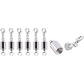 KONMAY 10 Sets Rhodium Screw-in Magnetic Necklace Clasps, Safety Magnetic Converter Clasps for Jewelry Making