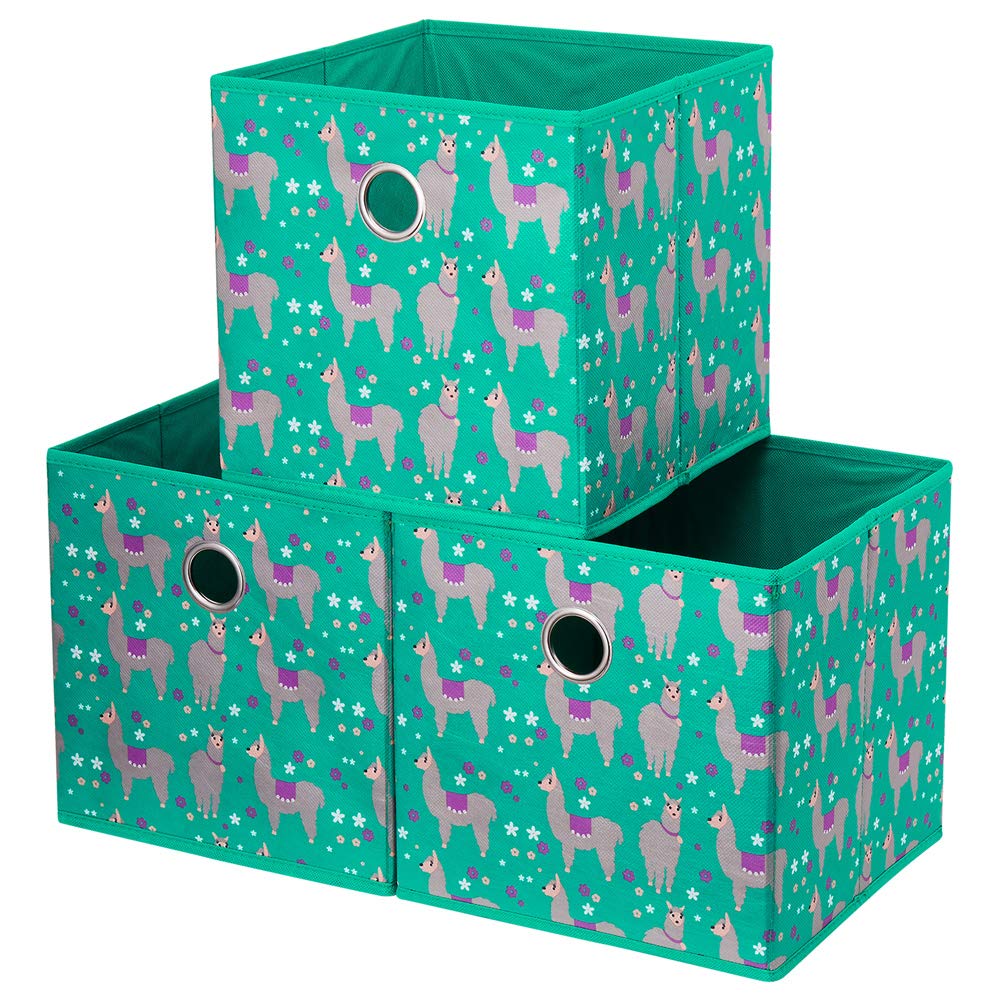 HSDT 3 Cube Storage Box Foldable Fabric Alpaca Storage Box Storage Cube Bins 25.4x25.4x25.4 CM Emerald Green Baskets for Closet Shelves Cube Storage Unit Drawers ,QY-SC16-3