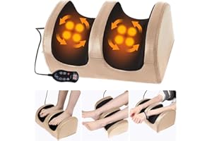 FOLOVN Foot and Calf Massager with Heat, Shiatsu Electric Kneading Foot Massager Machine for Plantar Fasciitis, Pain Relief, Promotes Blood Circulation, Wired Remote, Gifts for Women Men(Gold
