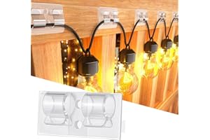 XLSXEXCL 100 Pcs Hooks for Outdoor String Lights Clips Light Clip Heavy Duty Cable Clip with Waterproof Adhesive Strips Outdoors Sticky Organizer Clip for Party Decor Festival Lights