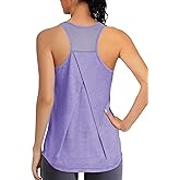 AURUZA Womens Workout Tops, Racerback Tank Tops for Women Athletic Yoga Tops Mesh Tennis Shirts Running Sleeveless Gym Top