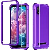 Aulzaju Case for Cloud Mobile Stratus C8 with Screen Protector Purple | Cloud Stractus C8 Case Front Silicone Bumper+Tempered Glass+Hard Plastick Full Body Military Grade Protection Design Purple