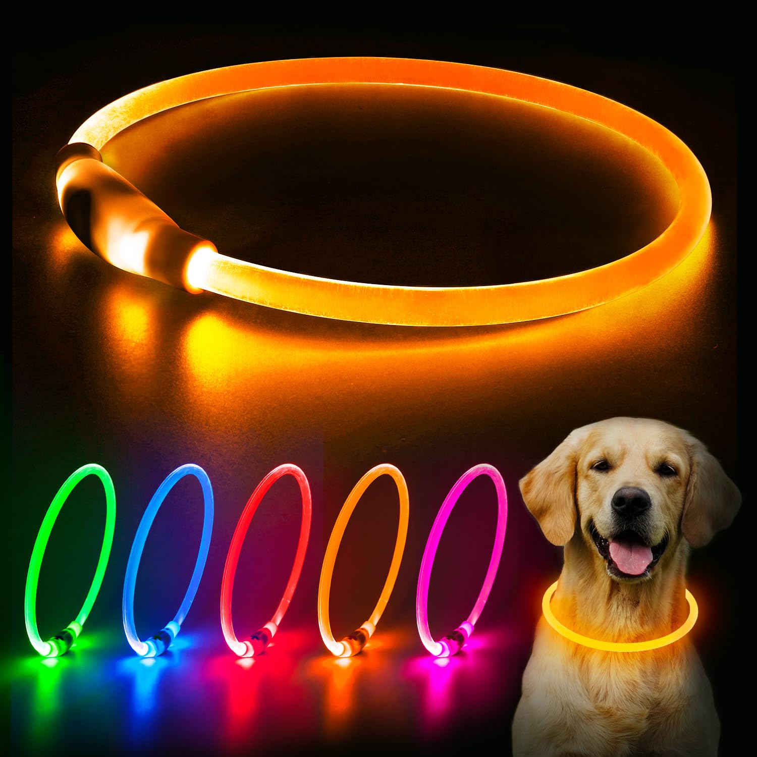 Photo 1 of Flashseen LED Dog Collar, USB Rechargeable Glowing Lighted Up Collar, Cuttable Water-Resistant TPU Safety Collar Lights for Small Medium Large Dogs