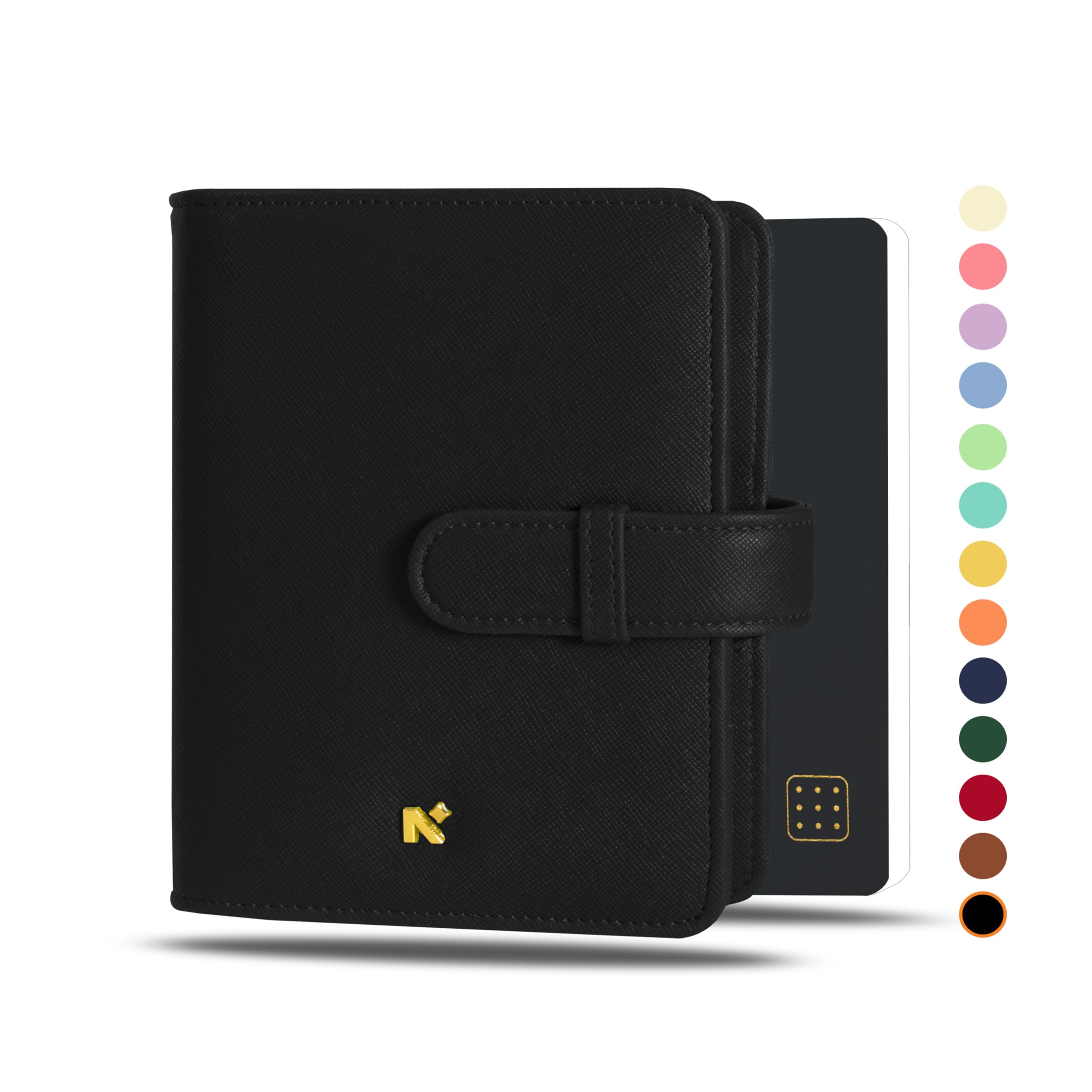 NEORAH — A6 Notebook Sleeve with Loop + Dotgrid Journal | Faux Leather Sleeve + Penloop | 2 Front 1 Back Compartment | 4 Card Slots | 2 Bookmarks | Gift Box— Fits Any A6 Softcover Moleskine Hobonichi