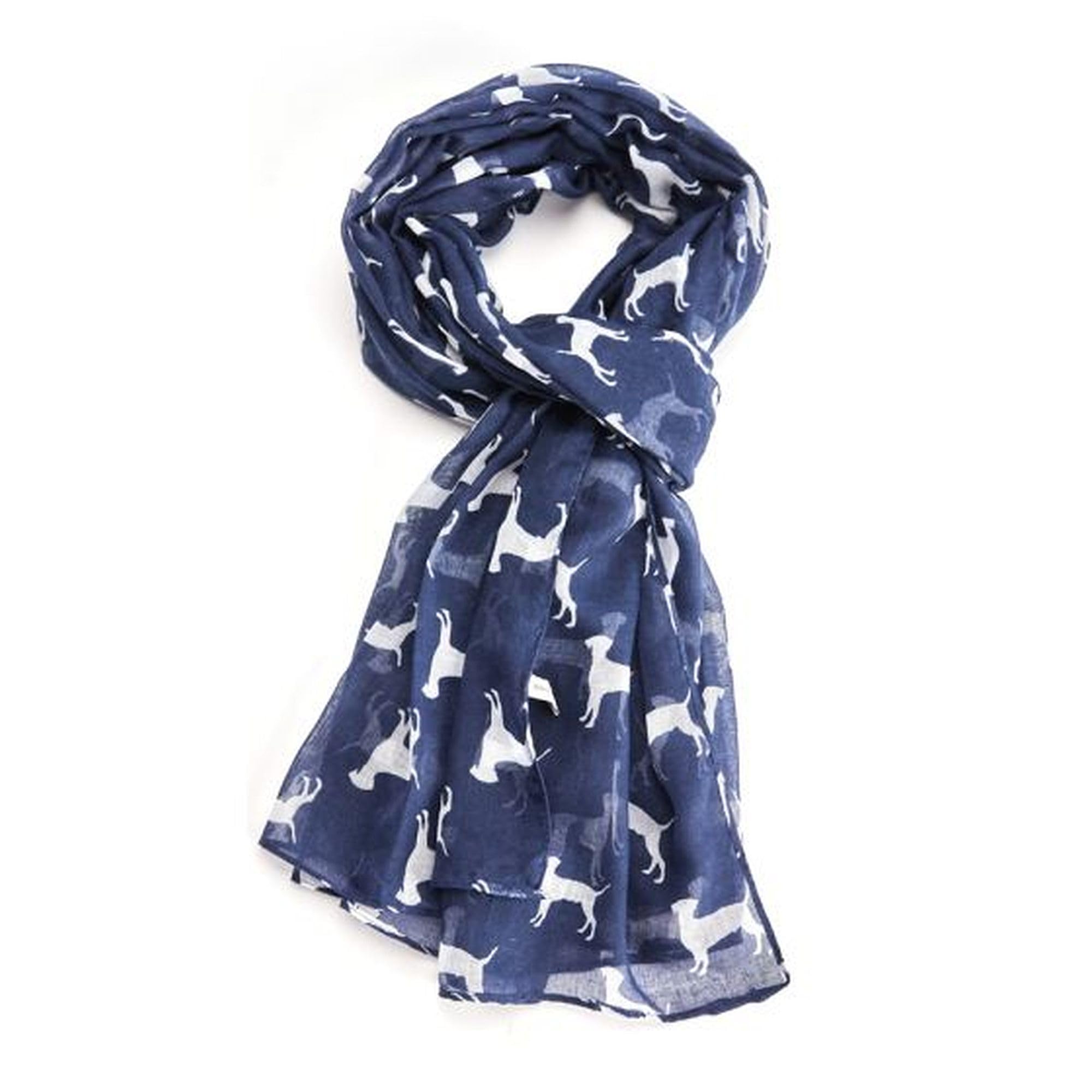 GFM® Women's Labrador Dogs Print Scarf Lbdg-01-Navy Blue- (PSCF-FLD-LBDG-01-GHNL)