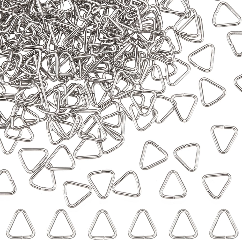 SUNNYCLUE 1 Box 500Pcs Triangle Jump Rings 304 Stainless Steel Jump Rings Pinch Bail jewellery Connectors Triangle Open for jewellery Making Accessories DIY Earrings Bracelet Necklace Craft