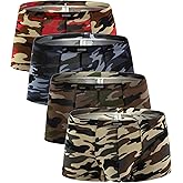 iKingksy Men's Camouflage Boxer Briefs Stretch Pouch Underwear Low Rise Mens Under Panties