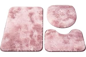 3-Piece Microfiber Bathroom Rug Set With Soft Shaggy Plush Bath Mat, U-Shaped Contour Mat, And Toilet Seat Cover, Non-Slip Fl