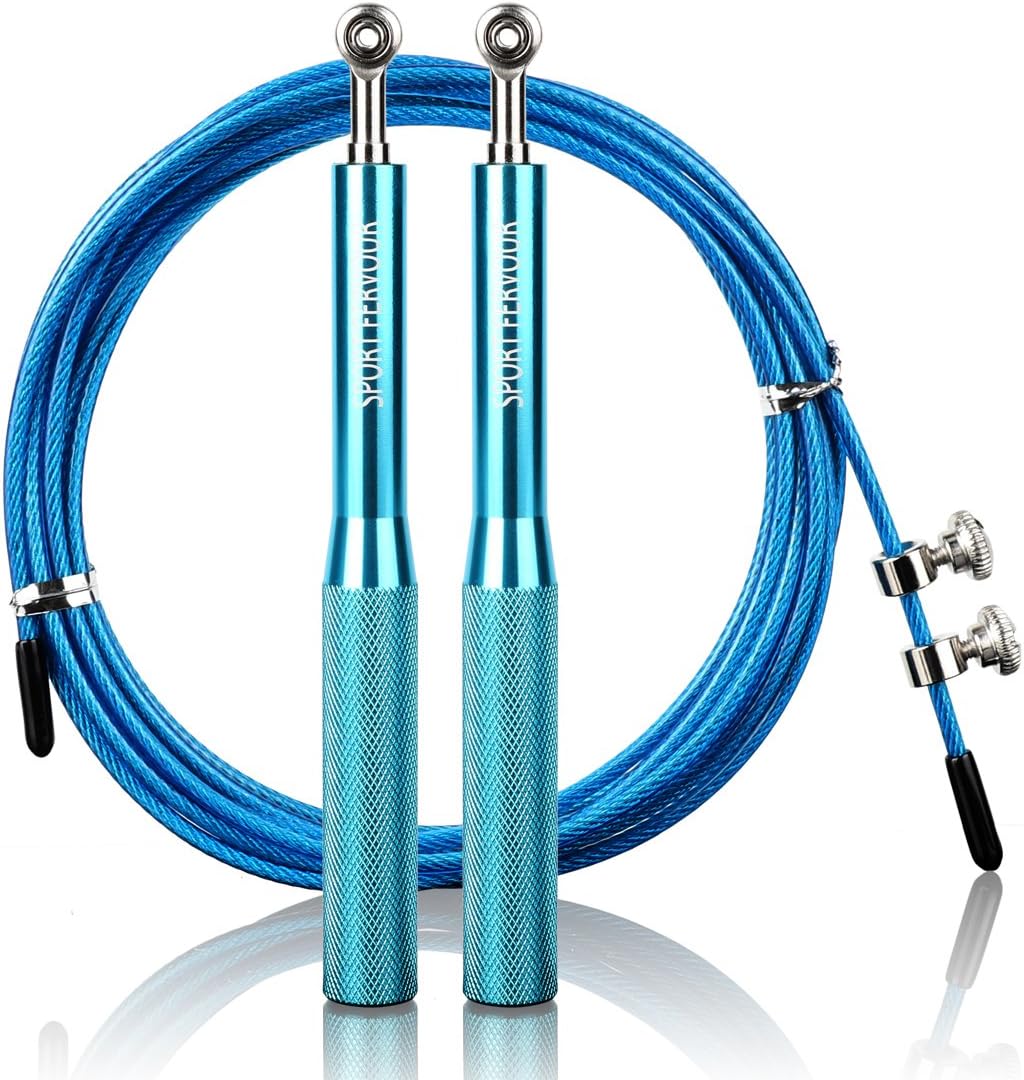 Sport FERVOUR Jump Rope with Anti-Slip Handles-Adjustable Speed Ball Bearing-High Speed Rope for Boxing,Workout,MMA Fitness Training