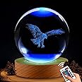 Shellvcase Eagle Gifts for Men, 3.15in 3D Crystal Ball Lamp with Remote Control, Eagle Decor for Lovers, Birthday Christmas Father Day for Women Men