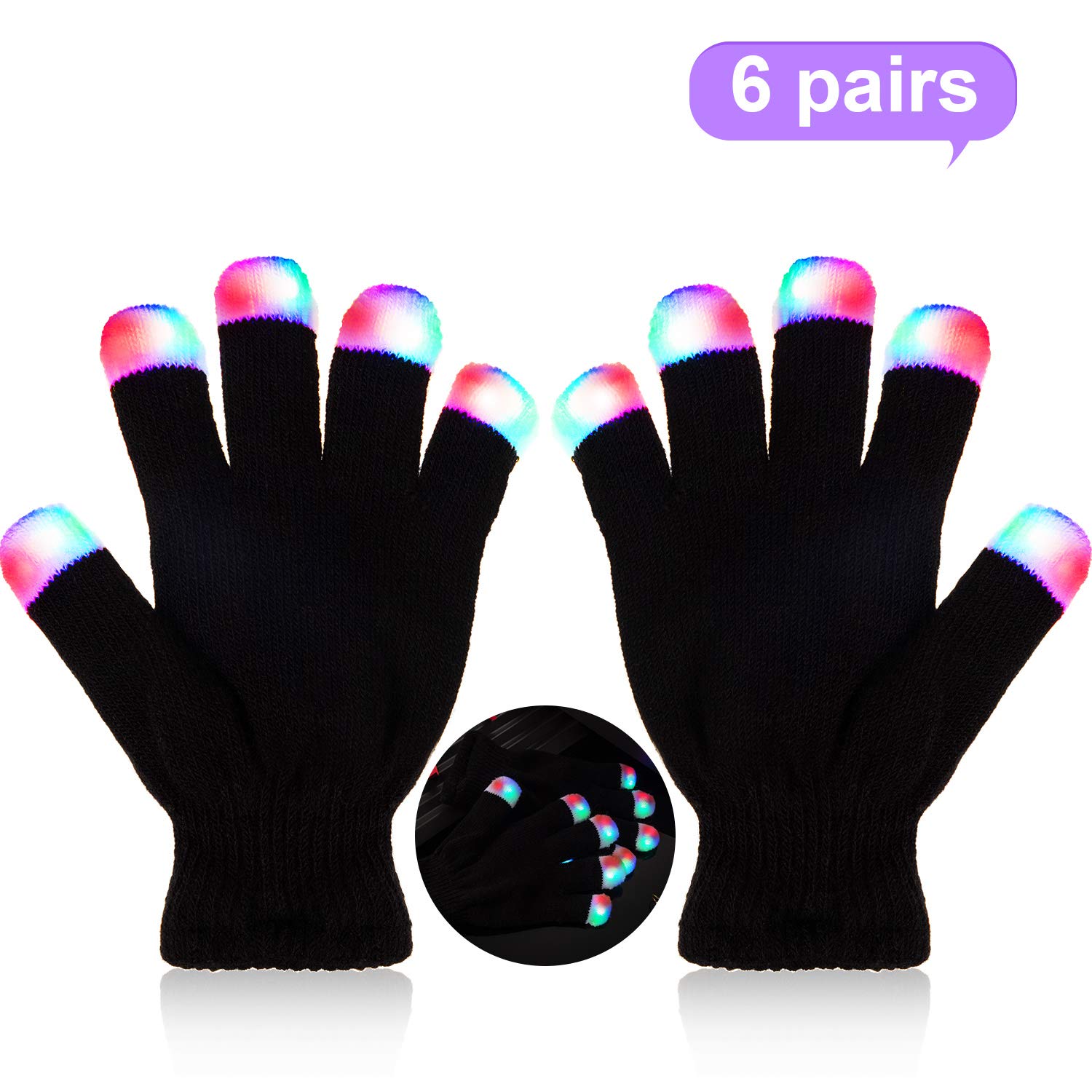Guantes LED De Colores Para Niños Y Niñas – 7 Modos De Luz, Algodón Transpirable, Talla Unisex, Para Fiestas Y Halloween