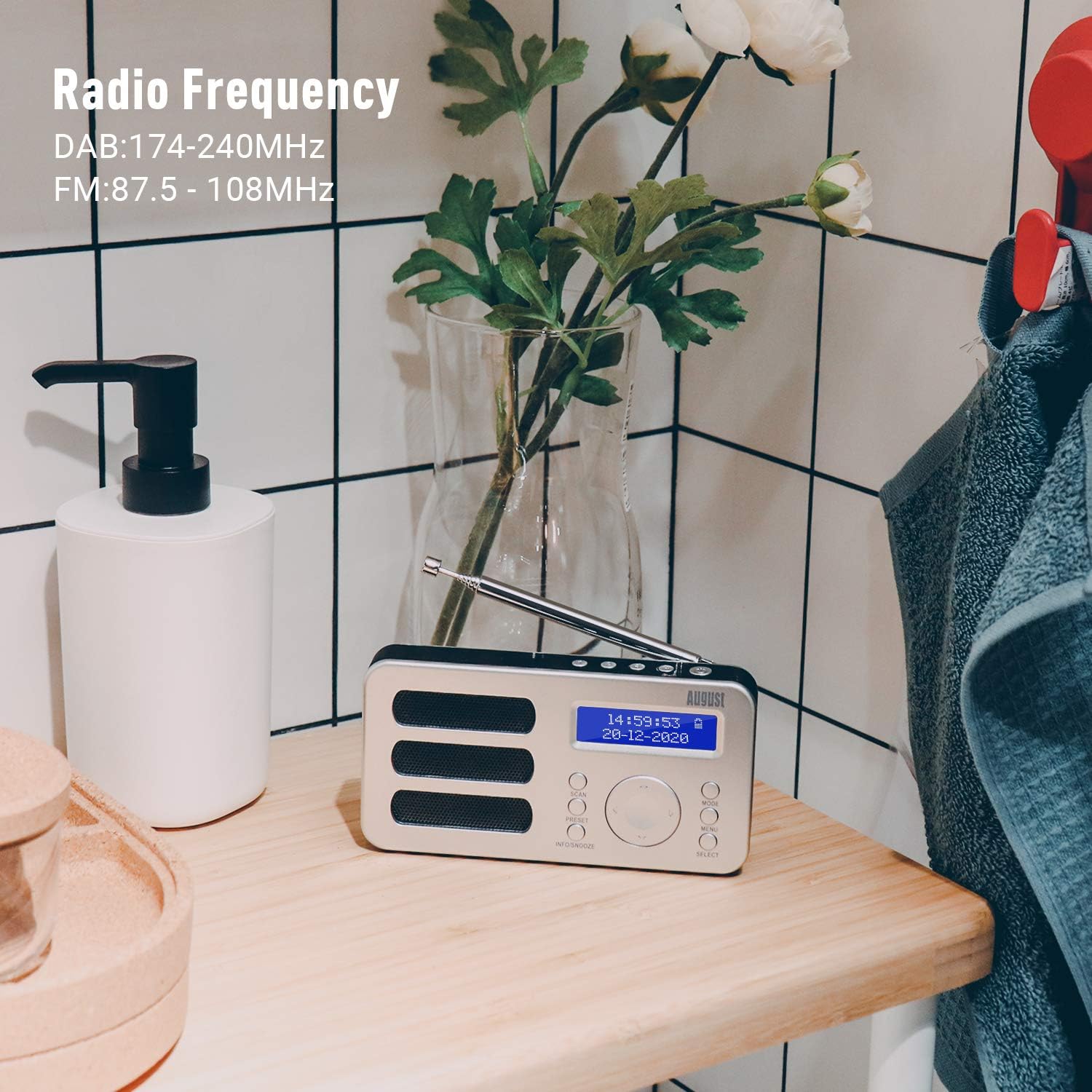 August MB225S Portable DAB/DAB+/FM Digital Radios, Rechargeable Small Radio with 40 Station Presets, RDS - Image 3