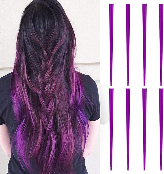 Amazon Co Jp Anphsin エクステ 8本セット クリップつけ毛 軽 ワンタッチ ウィッグ エクステ コスプレウィッグ ストレート レディース 耐熱 おしゃれ 取り付け簡単 コスプレ 仮装 学園祭 歓迎会 パープル ホビー