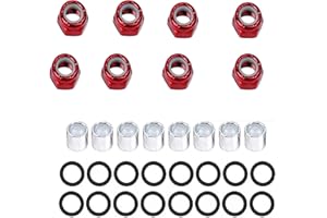 IMPORX 8 Pieces Skateboard Truck Color Nuts and 16 Pieces Skateboard Truck Axle Washers and 8pcs Precision Spacers for Longboards and Skateboard Hardware Kit