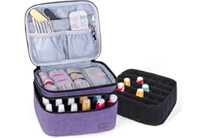 LUXJA Nail Polish Carrying Case - Holds 20 Bottles (15ml - 0.5 fl.oz), Portable Organizer Bag for Nail Polish and Manicure Set, Purple