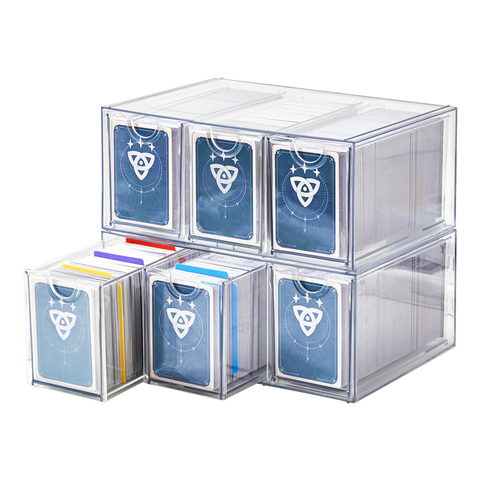 Photo 1 of DEEIF 6 Drawer Trading Card Storage Box, 2200+ Cards Organizer with Divider, Clear Stackable Drawers for TCG, MTG, PTCG, Sports Cards (6 Drawer Card Box)