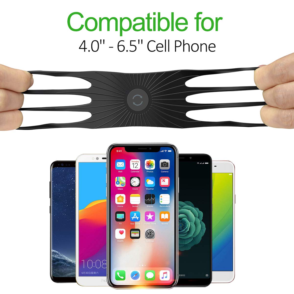 KONCOOL Bike Phone Mount, 360° Rotation Motorcycle Bicycle Handlebar Cradle, Silicone Cell Phone Holder for iPhone Xs Max/XR/8 Plus/7/6S Samsung Galaxy S10+, S10, S10e/S9/S8, Motorola, Nexus, LG