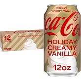 Coca-Cola Holiday Creamy Vanilla Soda Soft Drink Cans, 12 fl oz, 12 Pack | Carbonated drink with smooth, creamy vanilla flavor