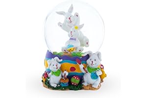 BESTPYSANKY Bunnies Decorating Easter Eggs Musical Water Snow Globe