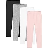 Resinta 4 Packs Toddler and Baby Girls Cotton Leggings Full Length Pants Stretchy Soft Tights Pants for Kids