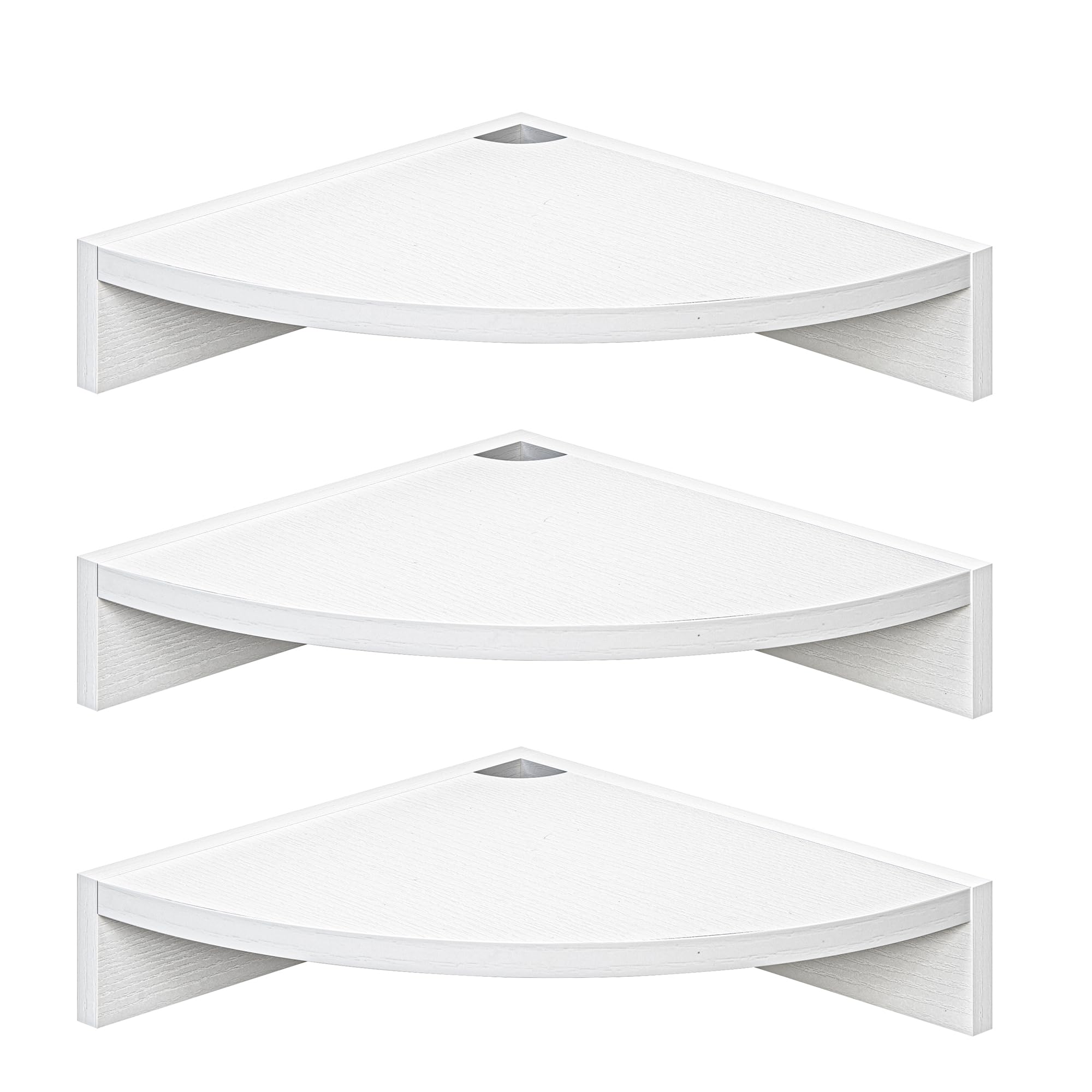Photo 1 of Fun Memories Corner Shelf Wall Mount, Wood Floating Corner Shelves, Corner Wall Shelf for Bedroom, Bathroom, Kitchen, Living Room (White, 3 Pack)