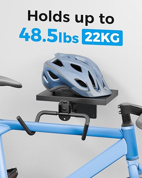 JIVAJOT BIKE WALL MOUNT, BIKE RACK GARAGE HANGER, BIKE HANGING SHELF, STORE YOUR HELMET AND BIKE, FOR GARAGE AND HOME, 2 PACK