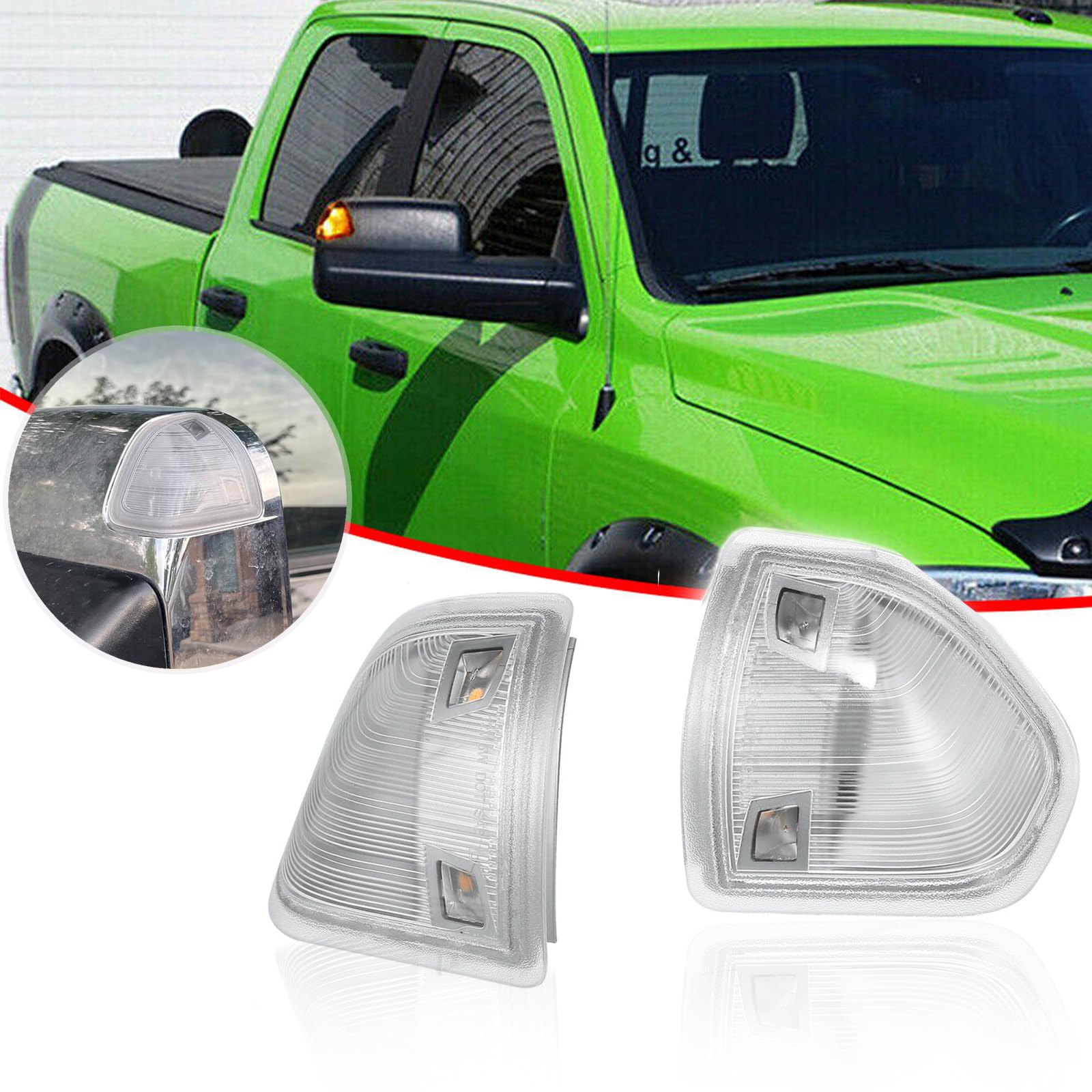 Photo 1 of Wocch LED Side Mirror Turn Signal Light 2Pcs Left and Right Blinkers Rear View Mirror Lamps for Dodge Ram 1500 2500 3500 4500 5500, Replaces 68302828AA, 68302829AA, 926-122, 68261240AA