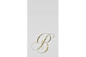 Gift Boutique 100 Gold Monogram Guest Napkins Letter B Disposable Paper Pack Elegant Metallic Golden Foil Dinner Hand Napkin for Bathroom Powder Room Wedding Holiday Baby Shower Decorative Towels