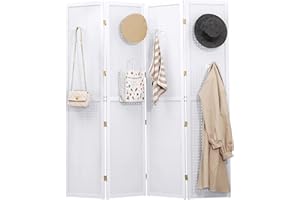 DURASPACE 4 Panel Pegboard Freestanding, 5.6 FT Wooden Foldable Privacy Screen, Portable Jewelry Display Board for Retail, Craft, Cloth, Art Display Panels (White)