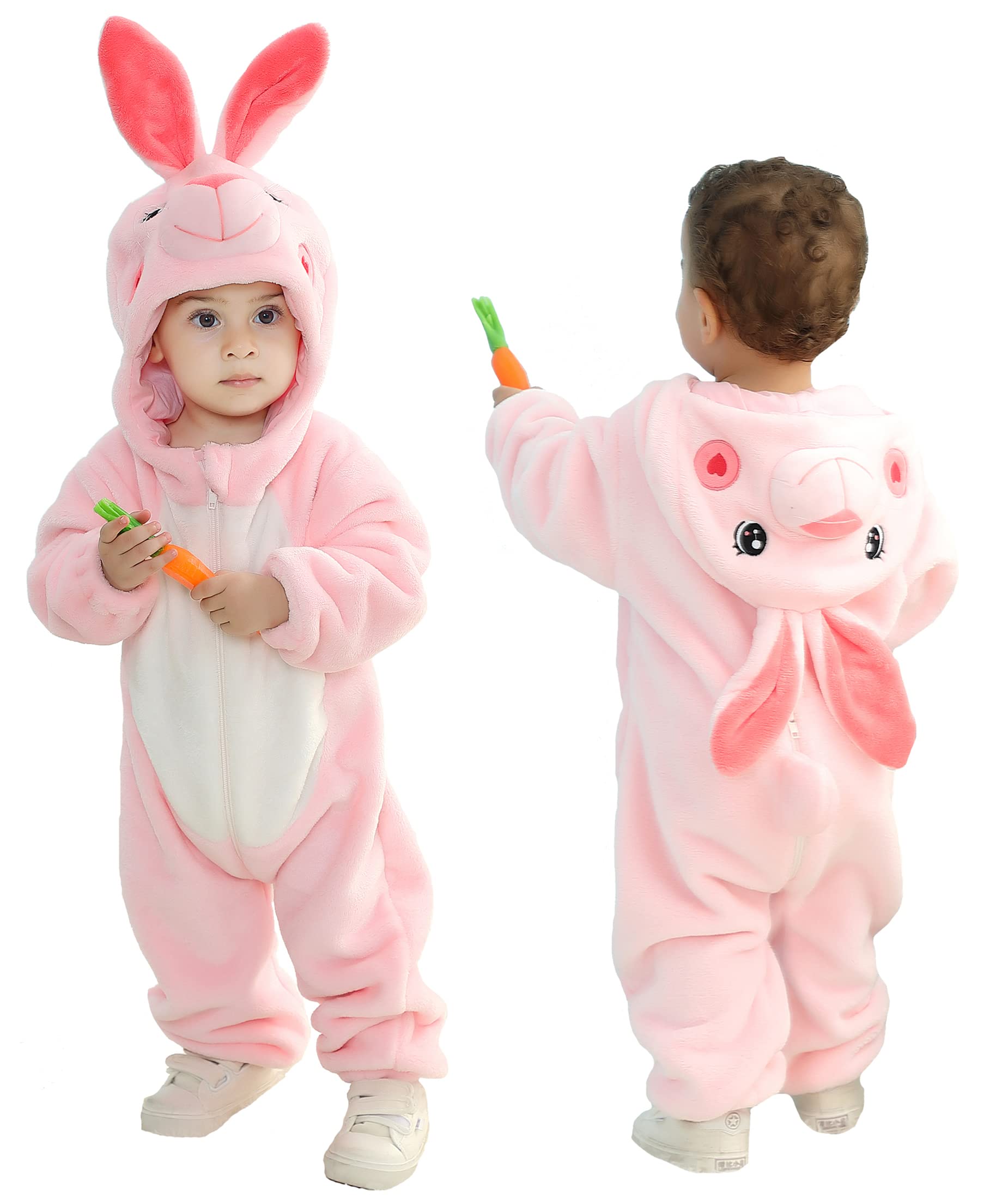 Doladola Baby Boys Girls Cartoon Animal Hooded Costume Infant Pajamas Romper(2-3 Years,rabbit) — image 1