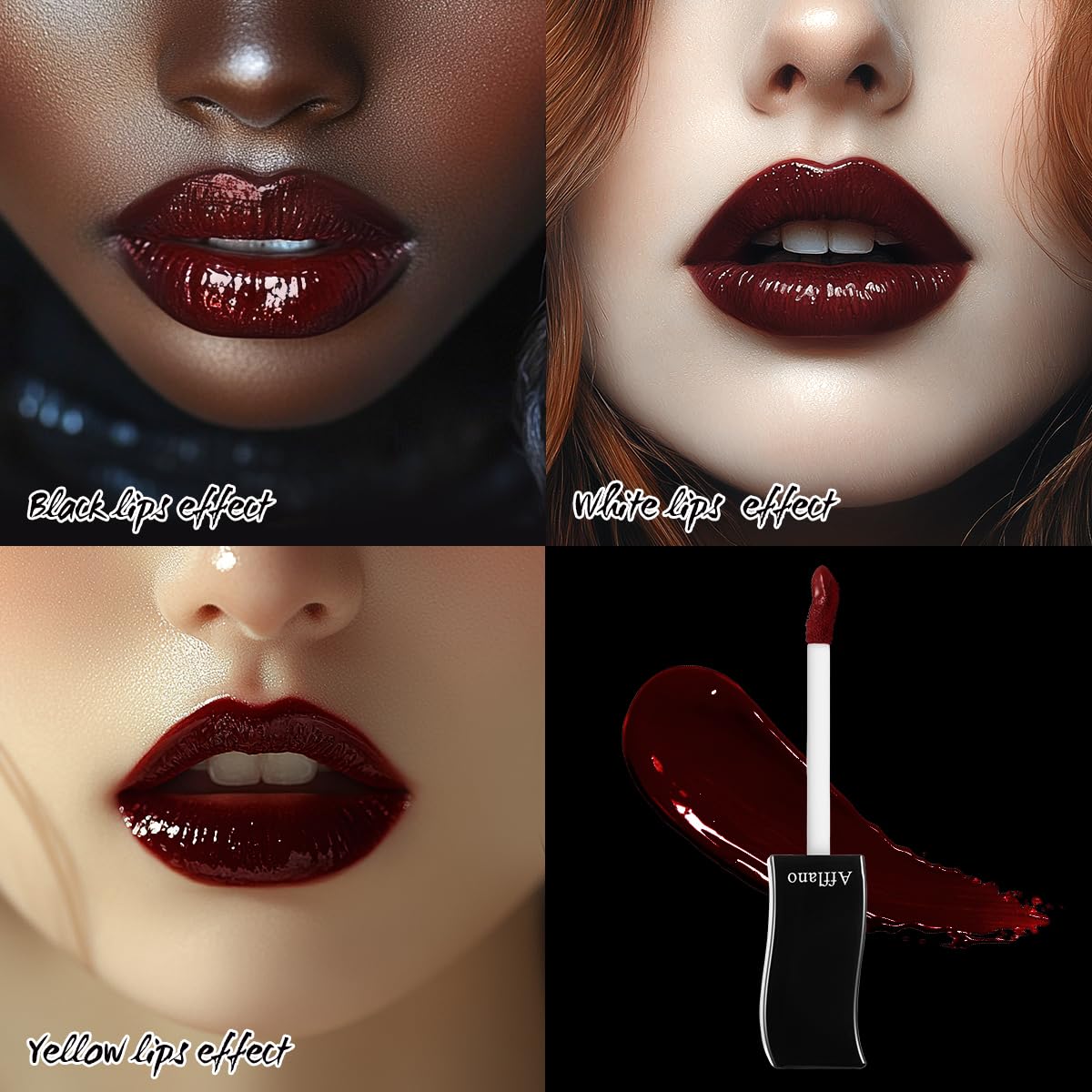 oygcee Burgundy Gothic Lip Gloss - Dark Red, Long-Lasting, Waterproof & Non-Sticky | Moisturizing, High Pigmented Vegan Lip Gloss for Bold Cosplay, Vampire & Halloween Makeup