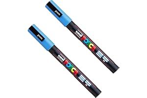 Posca PC-3M Paint Marker Art Pens - 0.9-1.3mm Nib - Sky Blue Ink - 2 Pack
