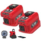 2 Pack 220W Power Inverter Compatible with Milwaukee 18V Battery, DC 18V to AC 110V-120V Portable Power Generator, Inverter with 2 USB Ports 1 Type-C 1 AC Outlet, 400 Lumen Light