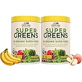 Country Farms Super Greens Apple Banana Powder Smoothie, Organic Super Foods, USDA Organic Drink Mix, Fruits, Vegetables, Mushrooms, Superfood Nutrition, 40 Servings, 2 Pack