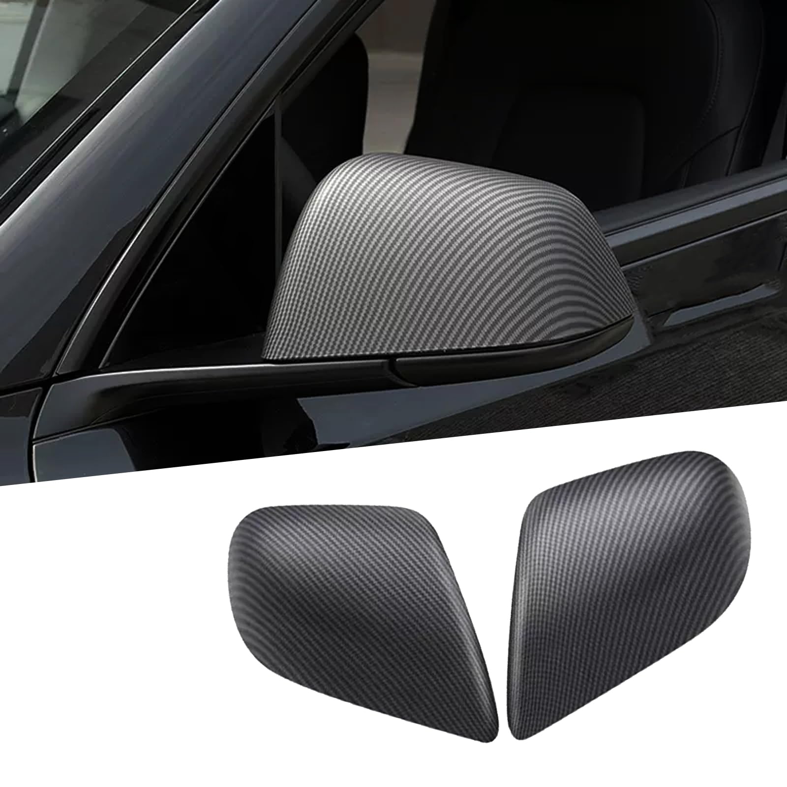 Photo 1 of XTnueotr for Tesla Model Y Rearview Mirror Guard Cover, Side Mirror Cover Exterior Accessories fit for Tesla Model Y 2024 2023 2022 2021 (Model Y-Matt Carbon Fiber Pattern)