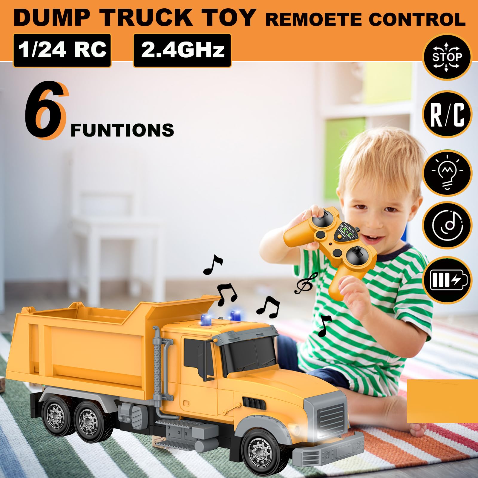 Mua CALEST Remote Control Construction Dump Truck Toy RC Vehicle,6 ...