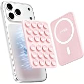 Magnetic Suction Sticky Phone Grip for iPhone 12-17 Series, Light Pink | Magsafe Compatible | Removable Hands-Free Selfie Vid